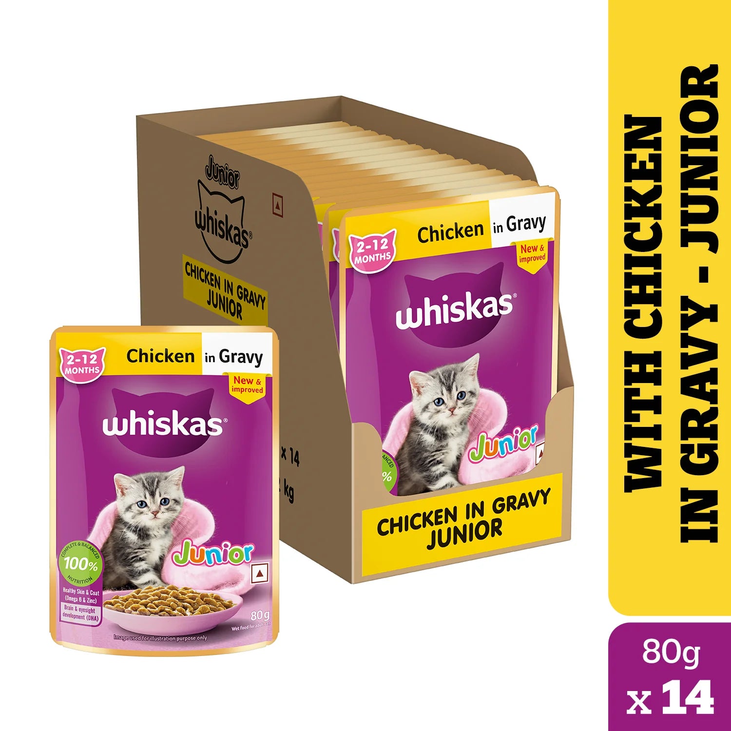 Whiskas Wet Food for Kittens (2-12 Months), Chicken in Gravy