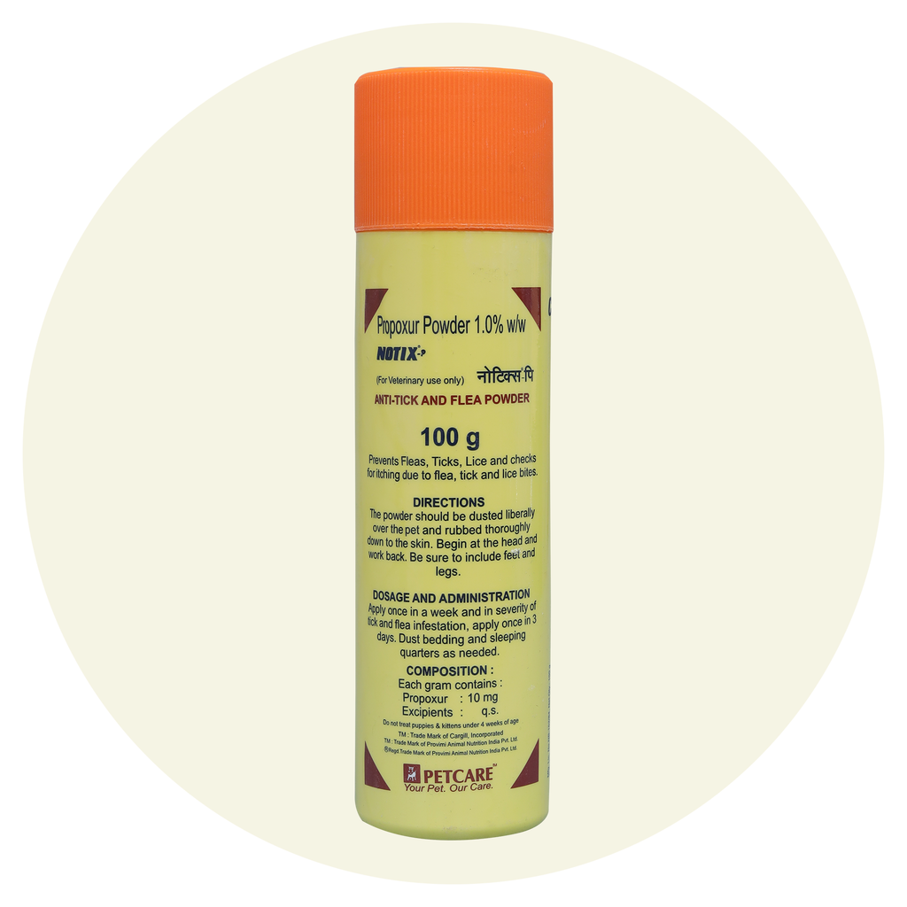 Notix Anti Tick & Flea Pet Care Powder for Dogs & Cats 100g | Tick ...